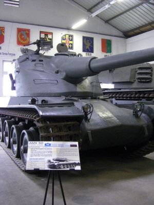 AMX 50
The AMX 50 (official designation) or AMX-50 was a French heavy tank designed in the immediate post Second World War period. It was proposed as, in succession, the French medium, heavy, and main battle tank and incorporated many advanced features. However, it was to suffer cancellation in the late 1950s due to unfavourable economic and political circumstances combined with delays in development.
