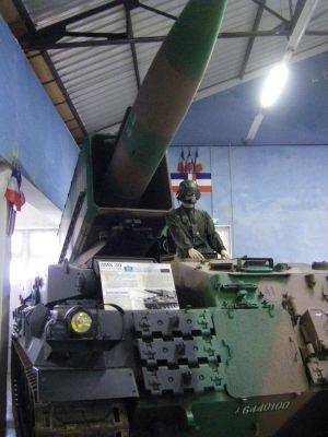 Pluton tactical nuclear missile launcher.
the French Army began developing the Pluton missile in 1963. In 1964, the program was suspended and instead the French Army opted for a missile with a longer range, able to be mounted on the AMX-30
