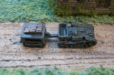 French UE Tractor
From [url=http://www.pithead-miniatures.tk/]Pithead Miniatures[/url] The Renault UE tractor was the most common armored vehicle seen in the French army. It was used as an armoured carrier to tow tracked munitions trailers, 81mm mortars and 25mm anti tank guns . These vehicles were also produced under license in Rumania for their army and designated the “ Malaxa” tractor 
Keywords:  French