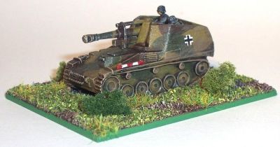 Wespe
105mm howitzer mounted on a Panzer II chassis.The crew are Minifigs artillery crew.
Keywords: German Wespe self-propelled artillery