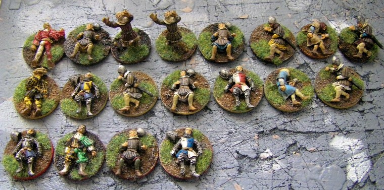 28mm 25mm L'Art de la Guerre Perry & Foundry Medieval Casulaties painted