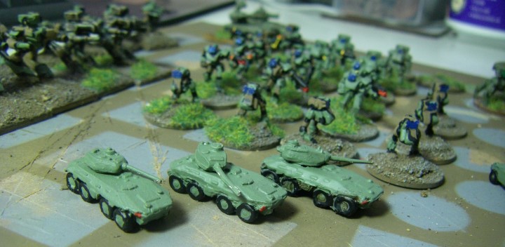 6mm, 1/300th, 1/300 Sci Fi GZG, SF high speed attack 8 wheelers being painted