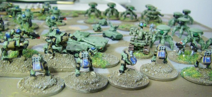 6mm, 1/300th, 1/300 Sci Fi GZG, Ground Zero Games Mechas being painted