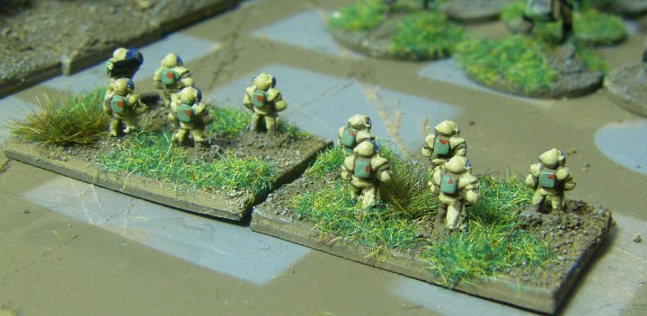 6mm, 1/300th, 1/300 Sci Fi GZG, Ground Zero Games NAC infantry being painted