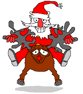 reindeer riding santa
