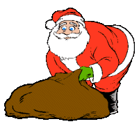 Santa hiding presents in a large turd